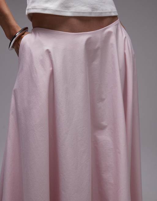 ASOS DESIGN poplin volume circle maxi skirt in pink