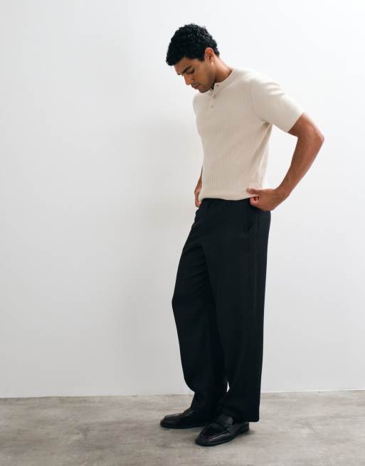 ASOS DESIGN wijde pantalon in zwarte denimlook, 3 van 5