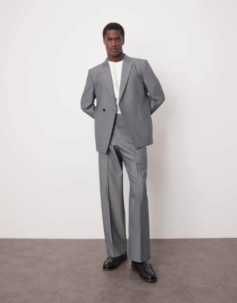 ASOS DESIGN - Wijde pantalon met dambordweefsel in grijs - view 1