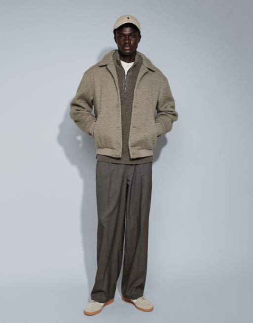 ASOS DESIGN wijde pantalon met dubbele plooien in bruin microruitje, 2 van 5