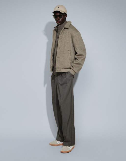 ASOS DESIGN wijde pantalon met dubbele plooien in bruin microruitje, 3 van 5