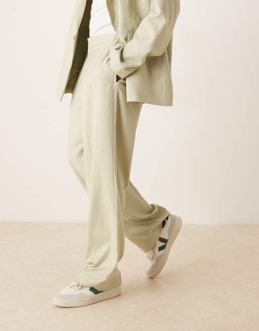 ASOS DESIGN - Wijde pantalon met linnenlook in saliegroen, 2 van 5