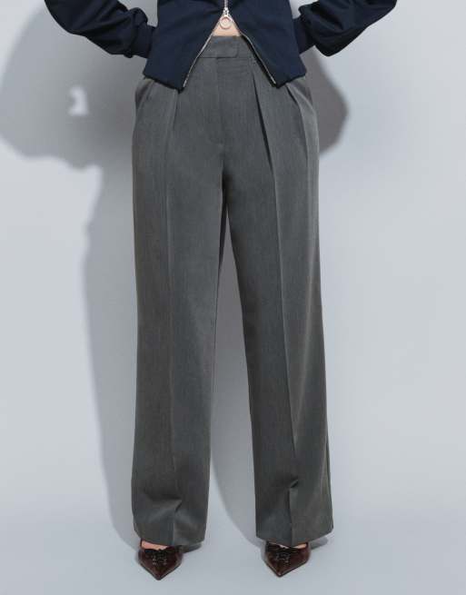 ASOS DESIGN wijde pantalon met plooidetail in antracietgrijs, 3 van 7