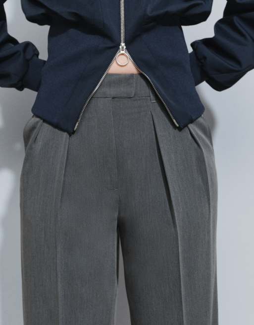 ASOS DESIGN wijde pantalon met plooidetail in antracietgrijs, 4 van 7