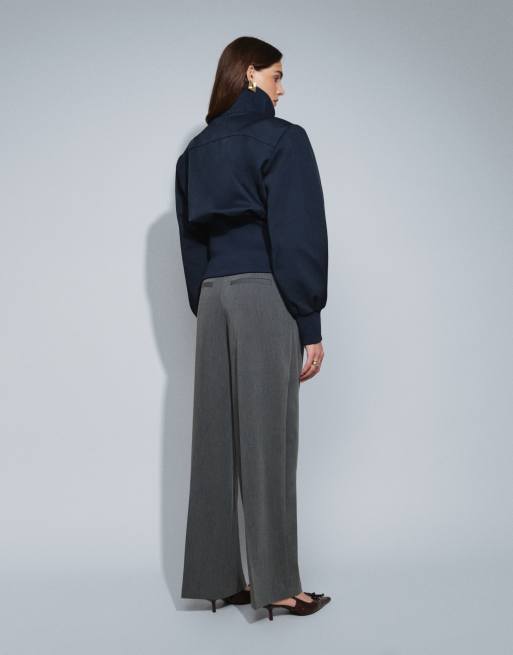 ASOS DESIGN wijde pantalon met plooidetail in antracietgrijs, 5 van 7