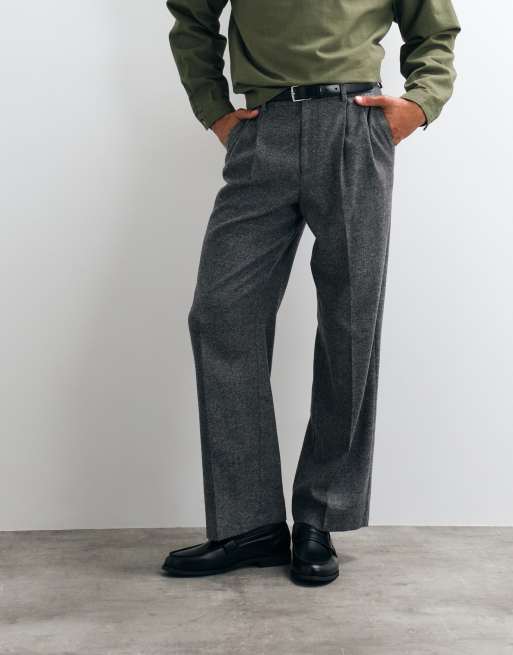 ASOS DESIGN wijde pantalon met wol in antracietstructuur, 2 van 5