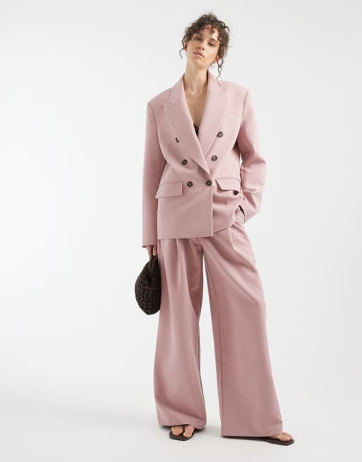 ASOS DESIGN - Pak met blazer met power-schouder in zachtroze, 2 van 3