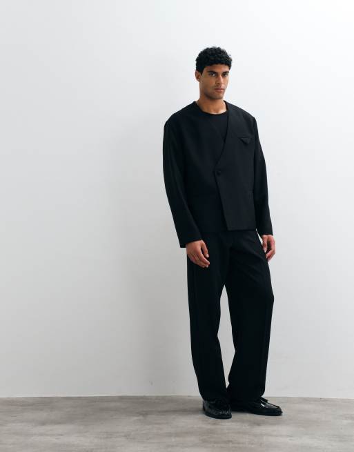 ASOS DESIGN - Rechte smoking zonder kraag in zwart, 2 van 3