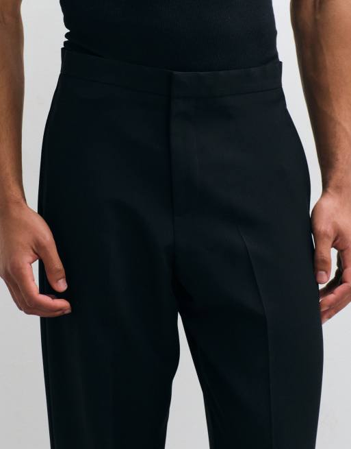 ASOS DESIGN - Wijde smokingpantalon met bies aan de zijkant in zwart, 2 van 5