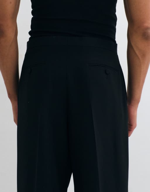 ASOS DESIGN - Wijde smokingpantalon met bies aan de zijkant in zwart, 5 van 5