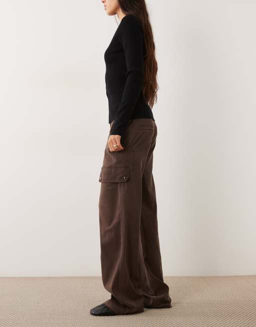ASOS DESIGN wijde utility cargobroek in donkerbruin, 3 van 5