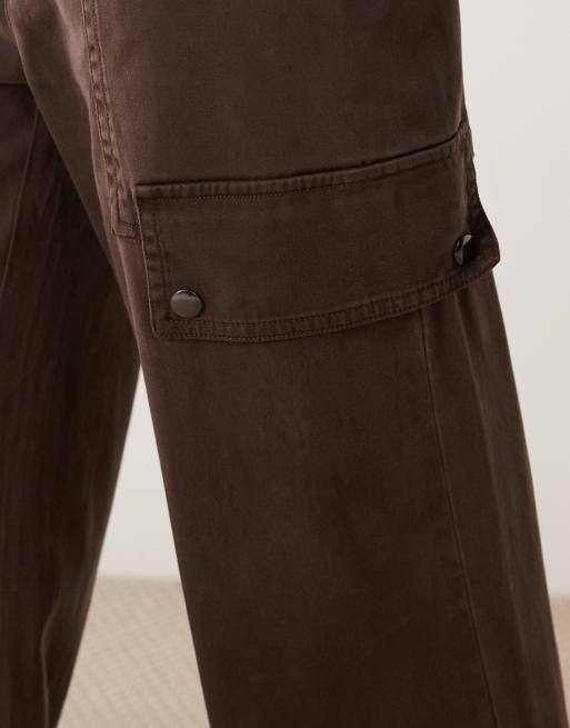 ASOS DESIGN wijde utility cargobroek in donkerbruin, 4 van 5