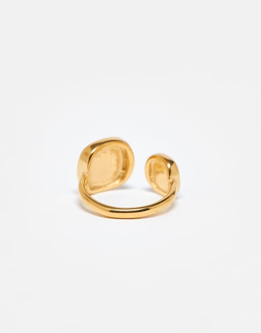 ASOS DESIGN - Wikkelring van roestvrij staal met imitatie halfedelstenen in goudkleur, 2 van 3