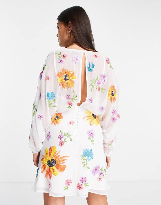 Asos floral hot sale embellished dress