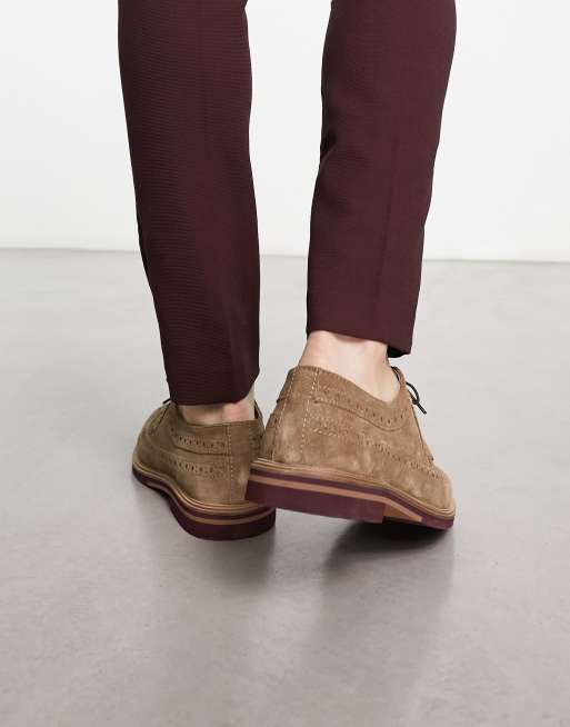 ASOS DESIGN – Wildleder-Budapester in Steinbeige mit farblich abgesetzter Sohle, 3 von 4