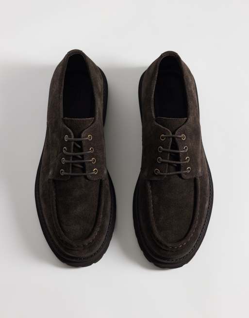 ASOS DESIGN – Wildleder-Schnürschuhe in Braun mit abgenähtem Schuhblatt und Profilsohle, 2 von 4