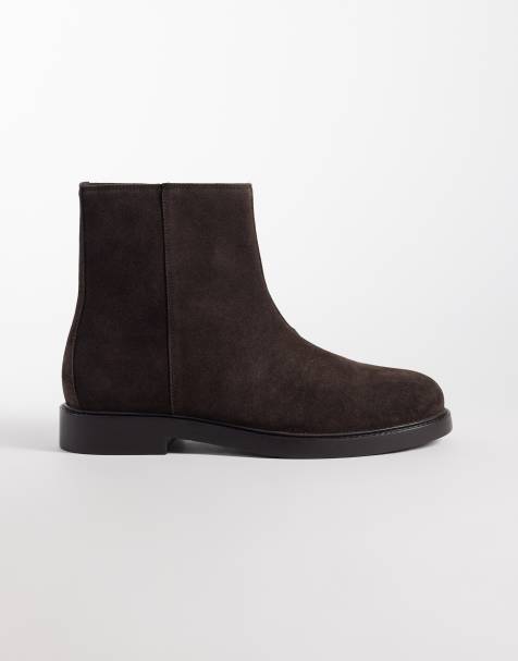 ASOS DESIGN – Wildleder-Stiefel in Braun mit Reißverschluss - view 1
