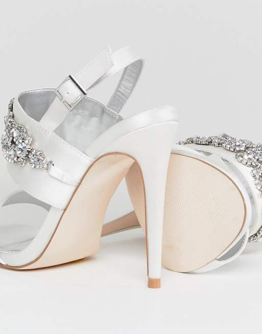 ASOS DESIGN Willow Wide Fit bridal embellished heeled sandals