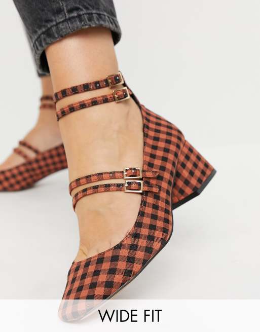ASOS DESIGN - Wilma - Babies pointure large à talon mi-haut - Carreaux