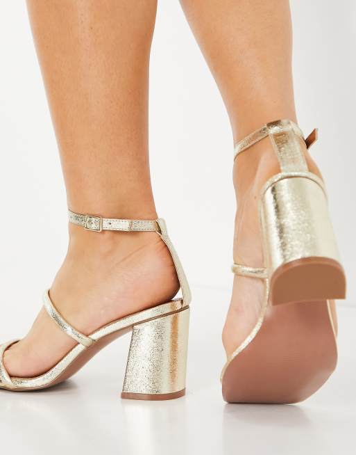 Asos Design Win Sandali Con Tacco Medio A Pianta Larga Oro Asos