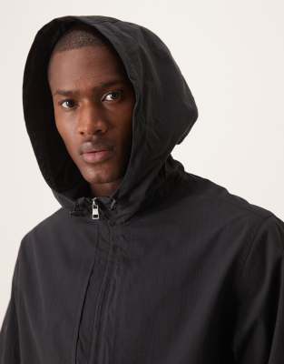Shop Asos Design Windbreaker Jacket With Hood In Black