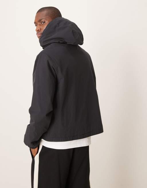 ASOS DESIGN windbreaker jacket with hood in black