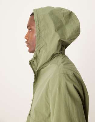 Asos Design Windbreaker Jacket With Hood In Green