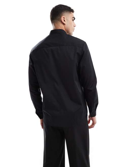 ASOS DESIGN wing collar formal regular shirt in black