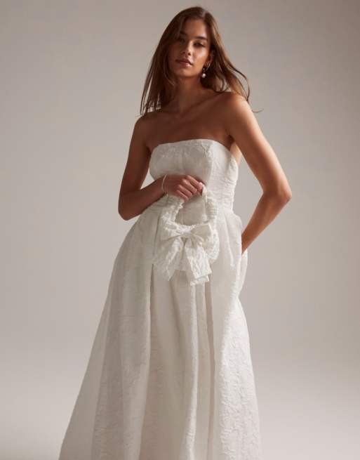 Asos edition bow clearance back bandeau wedding dress