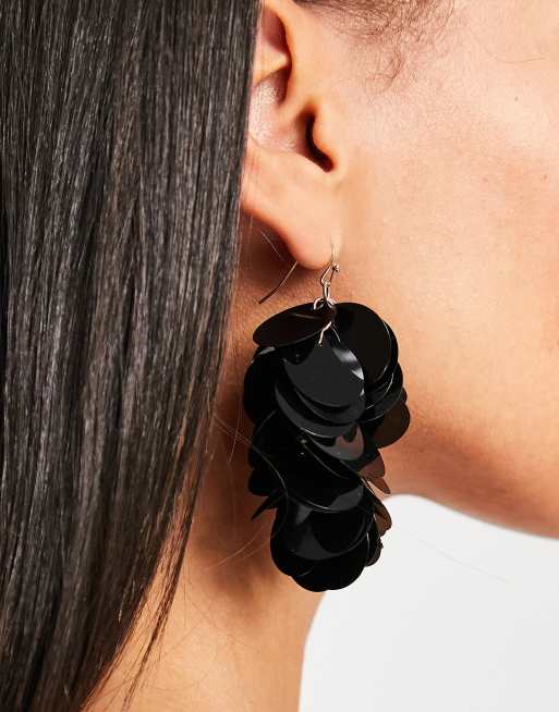 ASOS DESIGN – Wiszące kolczyki z czarnymi cekinami, 4 z 4