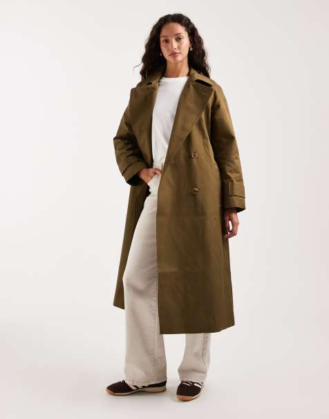 ASOS DESIGN – Wodoodporny prochowiec o wydłużonym fasonie w kolorze khaki - view 1