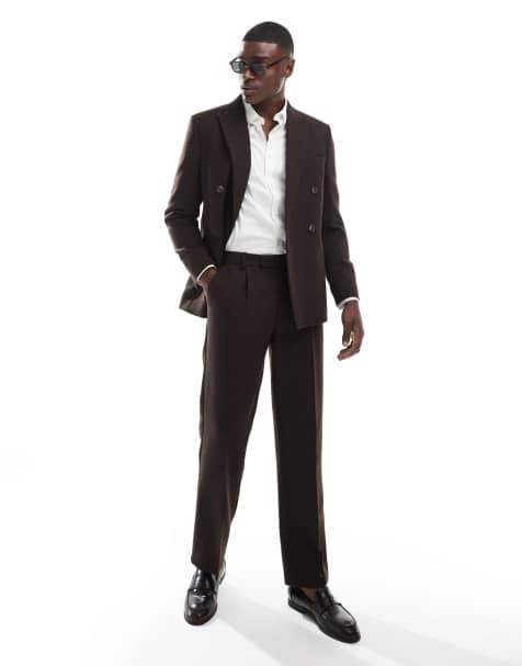 ASOS DESIGN – Wollmix-Anzughose in Braun mit geradem Bein - view 1