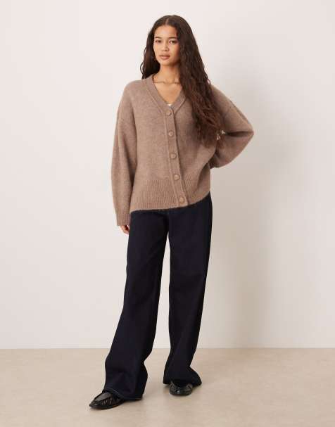 ASOS DESIGN wool and alpaca boyfriend cardigan in grey - view 1