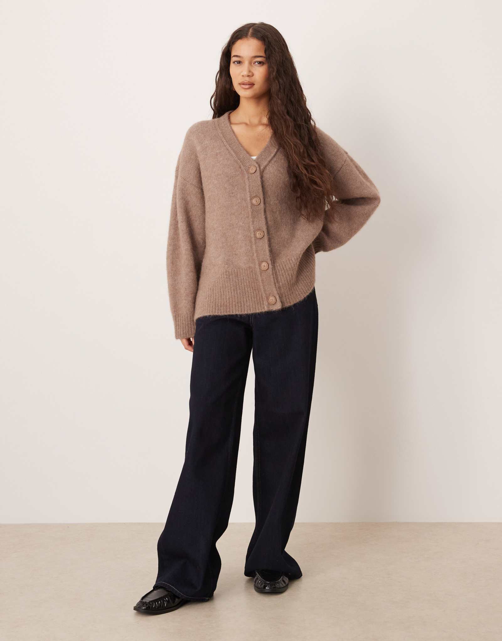 ДИЗАЙНЕРСКИЙ кардиган-бойфренд из шерсти и альпаки ASOS в грибовидном стиле