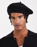[ASOS DESIGN] ASOS DESIGN wool beret in black S-M BLACK