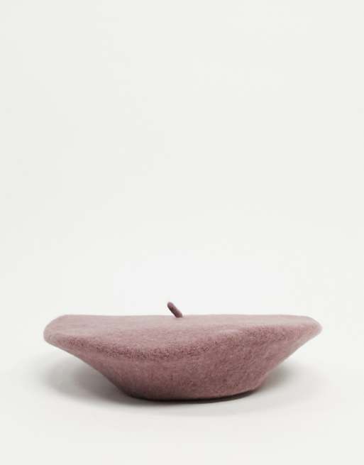 ASOS DESIGN wool beret in mauve, 2 of 4