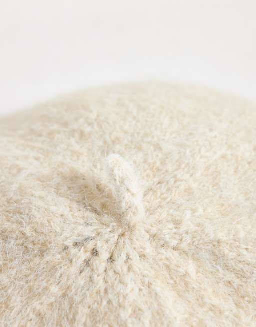 ASOS DESIGN wool beret in oatmeal, 2 of 3