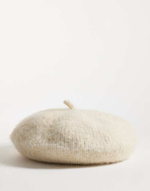 ASOS DESIGN wool beret in oatmeal, 3 of 3
