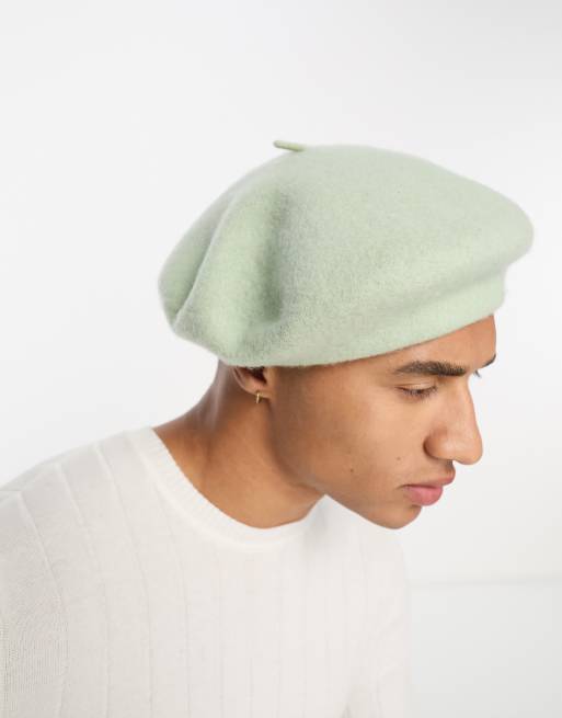 ASOS DESIGN wool beret in sage