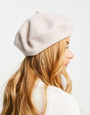 ASOS DESIGN wool beret in winter white