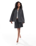 [ASOS DESIGN] ASOS DESIGN wool blend blazer in charcoal stripe-Grey L Charcoal Stripe