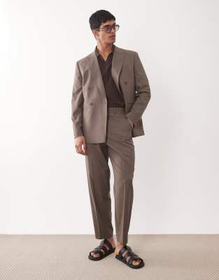 ASOS DESIGN wool blend carrot fit suit pants in brown brown