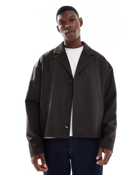 ASOS DESIGN wool-blend coat in brown - view 1