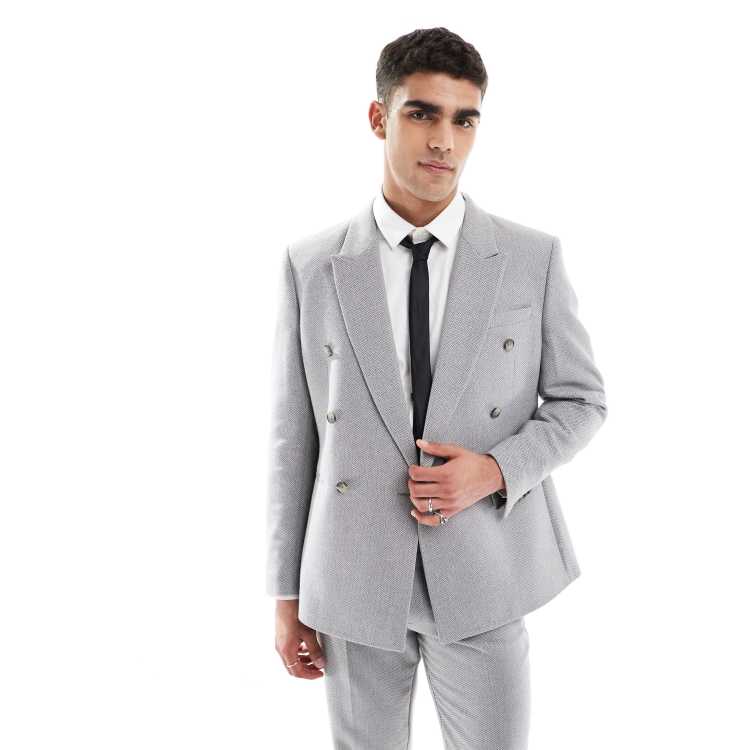 ASOS DESIGN wool blend double breasted regular suit jacket