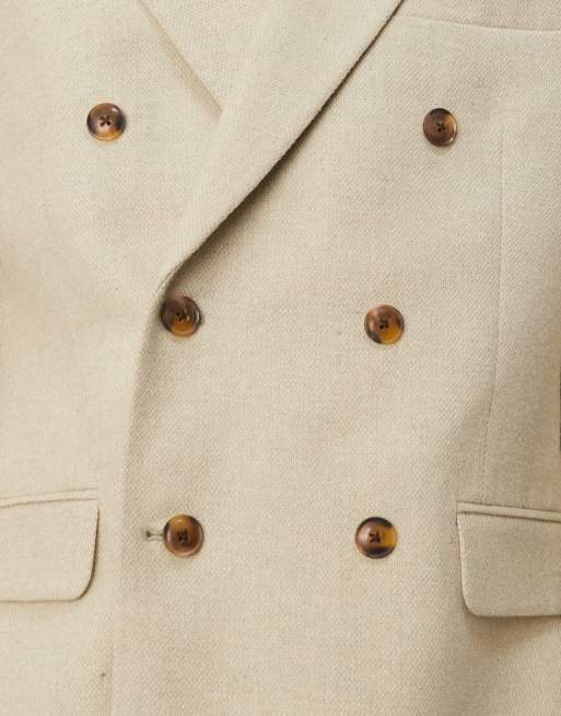 ASOS DESIGN wool blend double breasted regular suit jacket in light green, 2 of 5