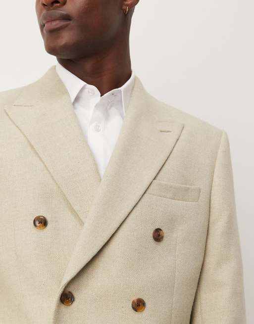 ASOS DESIGN wool blend double breasted regular suit jacket in light green, 4 of 5
