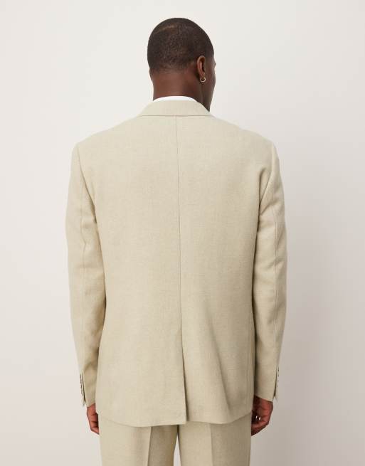 ASOS DESIGN wool blend double breasted regular suit jacket in light green, 5 of 5