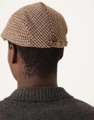 Asos Design Wool Blend Flat Cap In Brown