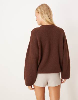 Asos Design Wool Blend Fluffy Wide Sleeve Knit Sweater In Red