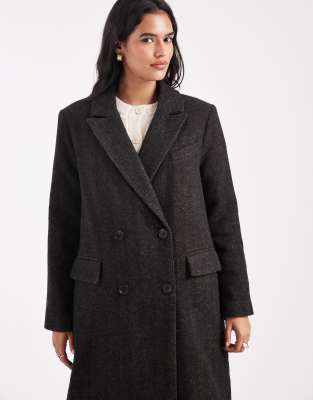 Asos Design Wool Blend Heritage Dad Coat In Black